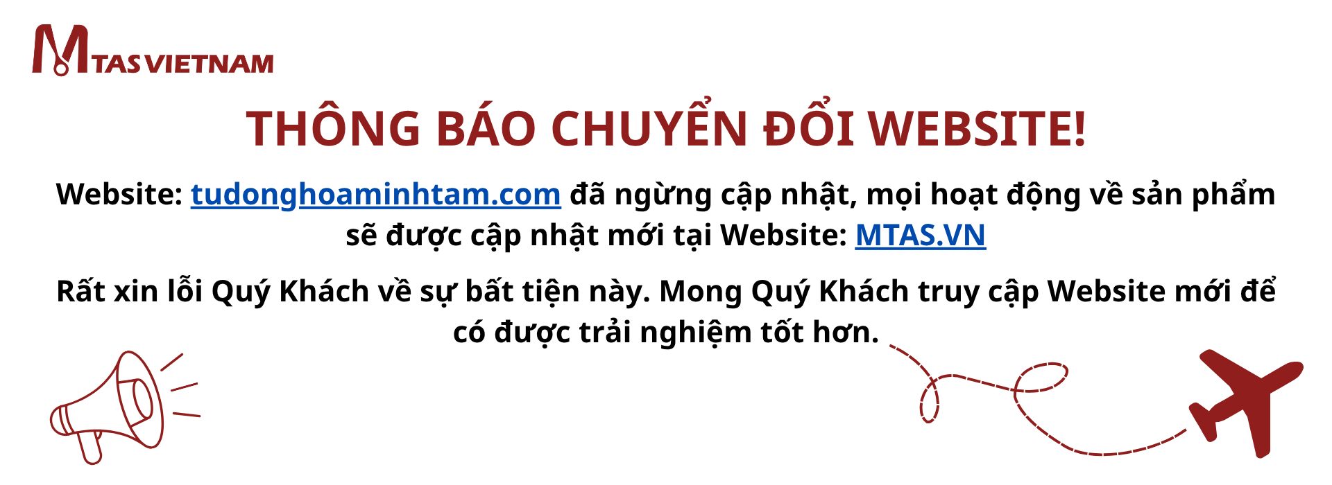 Thông báo chuyển đổi Website